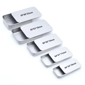 Custom Rectangular Metal Tin Box with Lid and Sliding Top