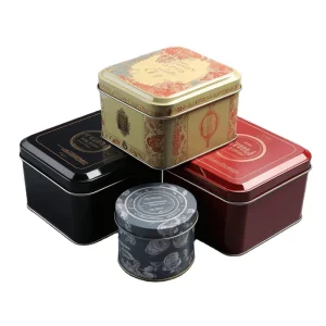 Custom Rectangular Metal Tin Box with MDF Vintage Hasp Closure for Cookies, Candy, and Tea