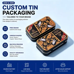 Custom Rectangular Pill Tin Metal Box for Energy Candy and Sugar with Hinge and Custom Printing