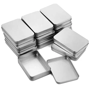 Custom Rectangular Recyclable Metal Tin Box with Silver Bottom Lid for USB Packaging