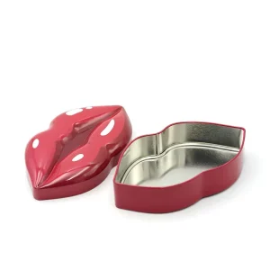 Custom Recyclable 3D Lip-Shape Tinplate Metal Cosmetic Gift Container