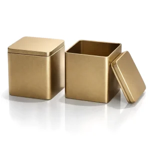 Custom Recyclable 66*66*71mm Square Metal Tin Box Food Grade for Coffee Chocolate Candy Nut Packaging for Matcha Tin