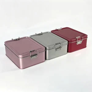 Custom Recyclable Embossed Food Grade Colorful Metal Tinplate Rectangular Cookie Tin Box Can Lid Packaging Container Set Biscuit