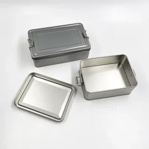 Custom Recyclable Tinplate Three-piece Rose Gold Bento Box for Bread and Cookies