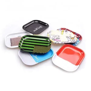 Custom Recycled Iron Steel Tinplate Smoking Rolling Tray Set