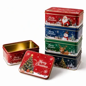 Custom Rolled Tinplate Candy Metal Chocolate Box Food-grade Personalized Logo Pattern Rectangular Storage Boxes