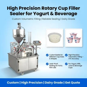 Custom Rotary Cup Filling Sealing Machine High Precision Volumetric Filler for Yogurt and Beverage Cup Sealing