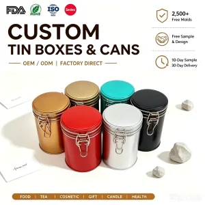 Custom Round Biscuit Tin Container Metal Box Gift for Chocolate Coffee Beans Cookies Tinplate for Medicine and Condoms
