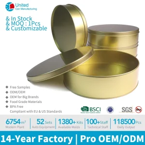 Custom Round Gold Food Grade Tinplate Cookie Tin Box Factory Direct