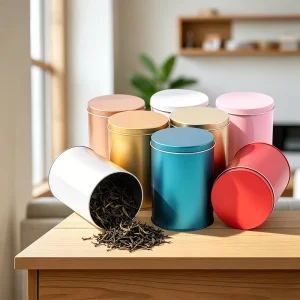 Custom Round Matte Metal Tinplate Food Safe Tin Can for Bread Sugar Jelly Cookie Cake Candy Coffee Flower Tea Packaging