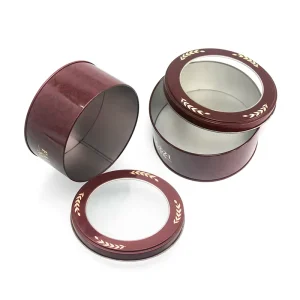 Custom Round Tin Box Empty Metal Tin Packaging Embossed Cookie Cake Tinplate Boxes