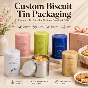 Custom Round Tinplate Biscuit Can for Cookies and Crackers