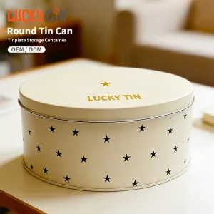 Custom Round Tinplate Storage Jar Box for Food Packaging