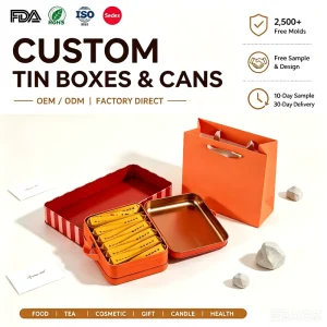 Custom Silver Large Hinged Metal Tin Box Food Grade Lunch Tin with Lid for Cookies Chocolate and Chewing Gum Storage