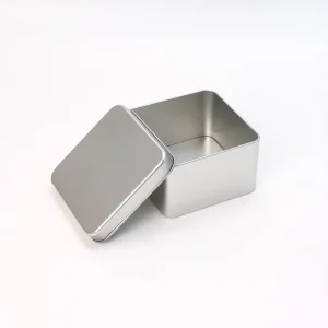 Custom Silver Square or Rectangular Tinplate Metal Candle Box 9x9x5.5cm
