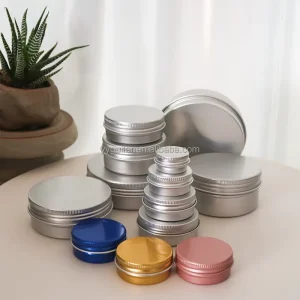 Custom Size Round Gold Metal Tin Box Screw Lid Threaded Top Jar for Scented Candle Making Cosmetic Food Grade Storage