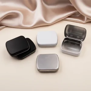 Custom Small Food-Grade Metal Tin Can Box with Lids for Cosmetics, Gifts, and Storage with Hinged Lid