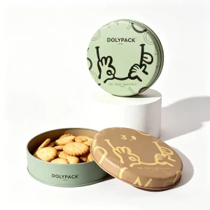 Custom Small Large Round Can Food Grade Metal Tin Candy Desserts Dry Fruits Container Biscuit Cookie Cake Gift Metal Packaging