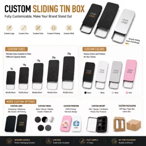 Custom Small Rectangular Metal Mint Candy Sliding Tin Box