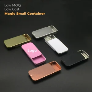 Custom Small Rectangular Solid Perfume Tin Case Candy Mint Packaging Container Metal Slide Tin Box