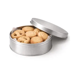 Custom Small Round Tinplate Box for Cookies Candy Chocolate 95x43mm Recyclable Food Packaging with Removable Lid