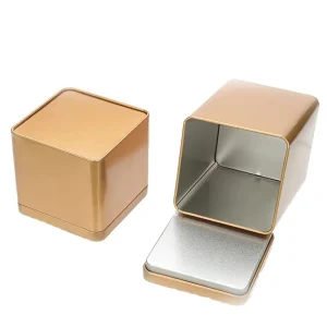 Custom Small Square Metal Tinplate Box with Food-Grade Airtight Lid for Mint Candy, Spices and Tea