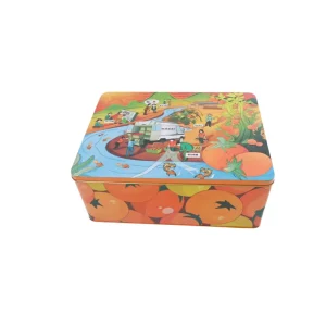 Custom Square Biscuit Tin Box Food Grade Metal Cookie Packaging Container with Lid