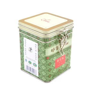 Custom Square Food Grade Airtight Metal Tea Tin Box with Clasp Recycled Materials Glossy Varnish Beverage Packaging Embossing