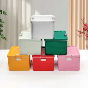 Custom Square Food-Grade Matte Metal Tin Box with Lock for Tiramisu, Cakes, Candy, Coffee, and Tea