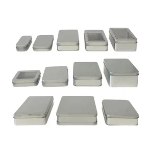 Custom Square Metal Tin Box with Matte Finish Lid and Small Hinge for Food and Mints