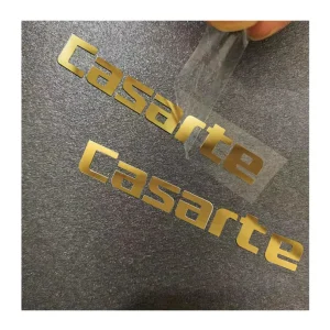 Custom Thin Electroform Gold Nickel 3D Logo Transfer Embossed Metal Stickers with Adhesive