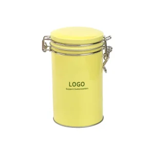 Custom Tinplate Airtight Tea Coffee Canister Round Metal Storage Tin with Clamp Lid for Food Gift Packaging