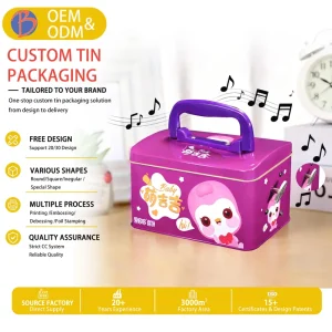 Custom Tinplate Container Packaging Box for Candy Chocolate and Cookies Glossy Rectangle