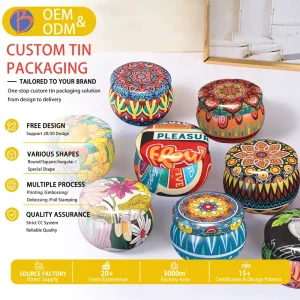 Custom Tinplate Metal Cans with Crown Cap Lid for Food Packaging Candy & Gift Use Offset Printing Available