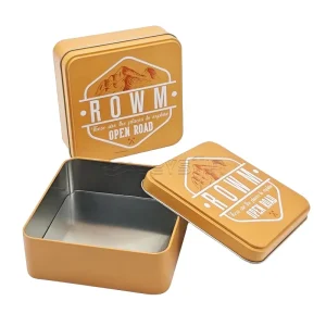 Custom Tinplate Metal Perfume Loose Powder Cosmetic Boxes Rectangular Shape Custom Printed Recycled Materials UV