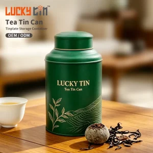 Custom Tinplate Product Container White Round Metal Box Food Grade Small Tea Tin Can for Tea With Lid