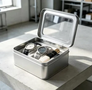 Custom Tinplate Storage Box for Watches and Cosmetics, Metal Gift Packaging Case