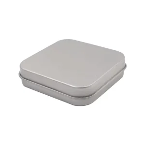 Custom Tinplate USB Drive Case Square Small Tin Box Hinged Lid Window Storage Silver Finish Packaging for Consumer Electronics