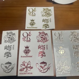 Custom Transferable Logo Sticker Gold Adhesive Metal Transfer Stickers Waterproof 3D Embossed Logo Metallic UV DTF Sticker