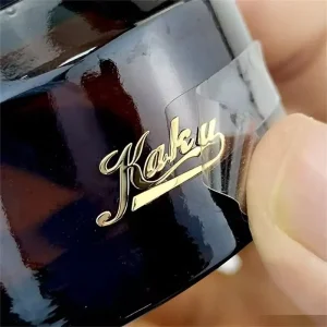 Custom UV-Coated PVC Heat Transfer Labels Waterproof Vinyl Sticker Gold Silver Metallic Foil Transfer Printing Design Packaging