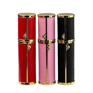 Customised 5ml Luxury Travel Size Refillable Perfume Bottle Manufacture’s Easy Open End Leather Sprayer Atomizer with Box