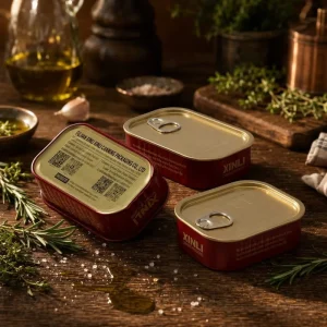 Customizable 125g Tinplate Two-Piece Easy-Open Rectangular 1/4 Club Sardine Tin Can for Food Canning