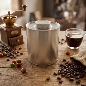Customizable 300g Round Tinplate Coffee Can with Airtight Screw Top for Roasted Coffee Bean Packaging