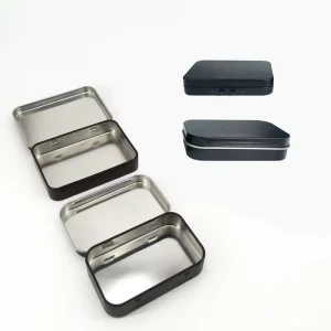 Customizable Black Metal Tin Box Airtight Square Packaging for Children Resistant Paper Material for Candy Food Industrial Use