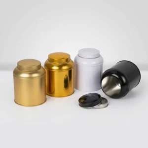 Customizable Food Grade Metal Tea Tin Canister with Airtight Double Lid for Loose Leaf Tea Coffee Spice Storage Packaging