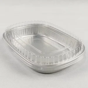 Customizable Food Grade Rectangular 1LB Aluminum Foil Containers with Plastic Lids for Food Takeaway