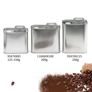 Customizable Logo Metal Tin Cans Square Packaging Tea Tin Box Valve Food Sealed for Matcha Tea Coffee