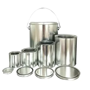 Customizable Logo TIANSHI 1L Industrial Tinplate Metal Round Can with Lid and UV Coating for Paint or Chemicals