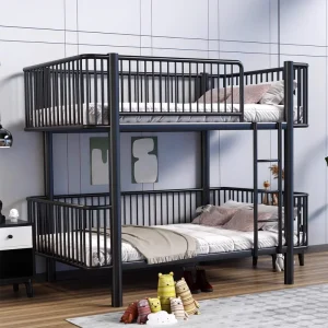 Customizable Metal Double Bunk Bed Heavy Duty Steel Bunk Bed with Safety Guardrail Ladder for Children Student Staff Dorm