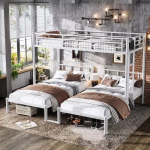 Customizable Modern Metal Twin Over Twin and Bunk Bed Frame 3 Triple Bunk Bed for Bedroom Use Child to Adult ODM OEM Available